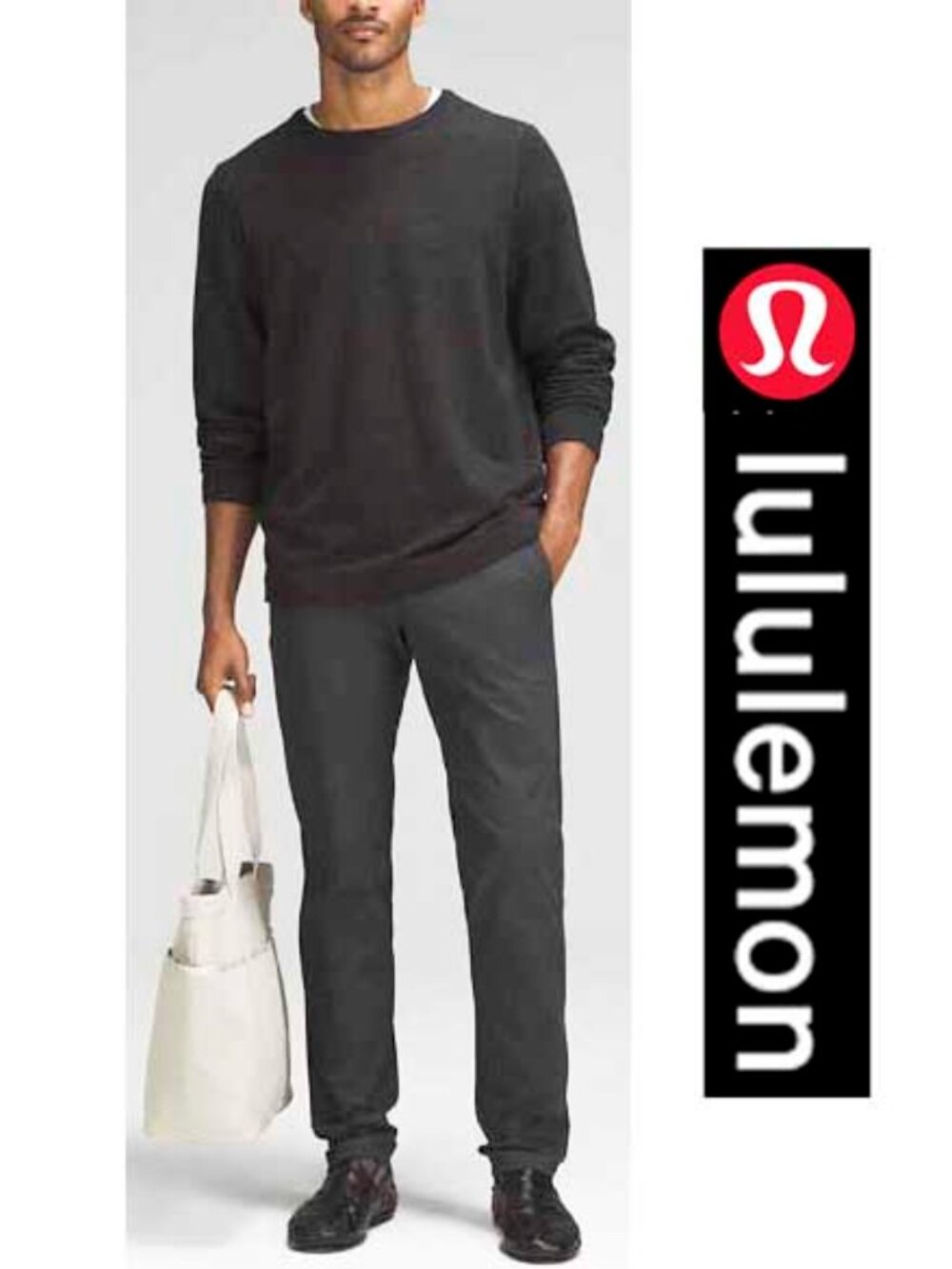 Lululemon Mens Commission Slim Fit Pant Chinos Wool Blend Black Gray 34 NWT